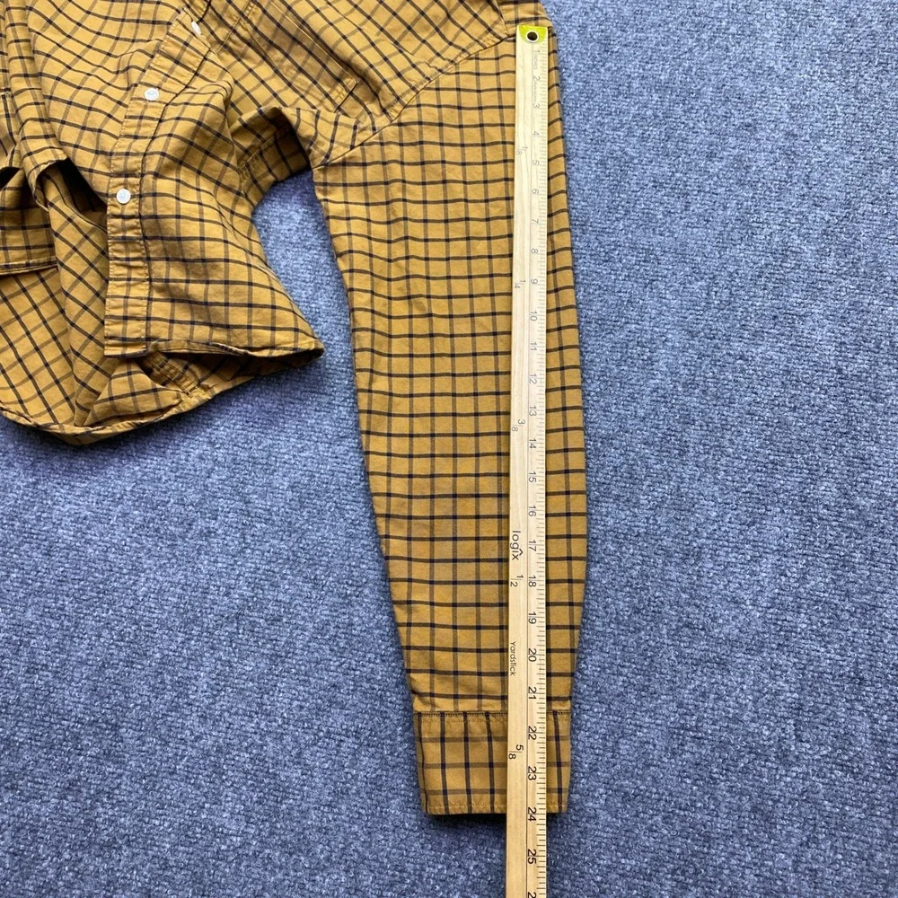 JCrew Mens Slim Untucked Oxford Shirt Mustard Yellow Plaid J8775 Size‎ M